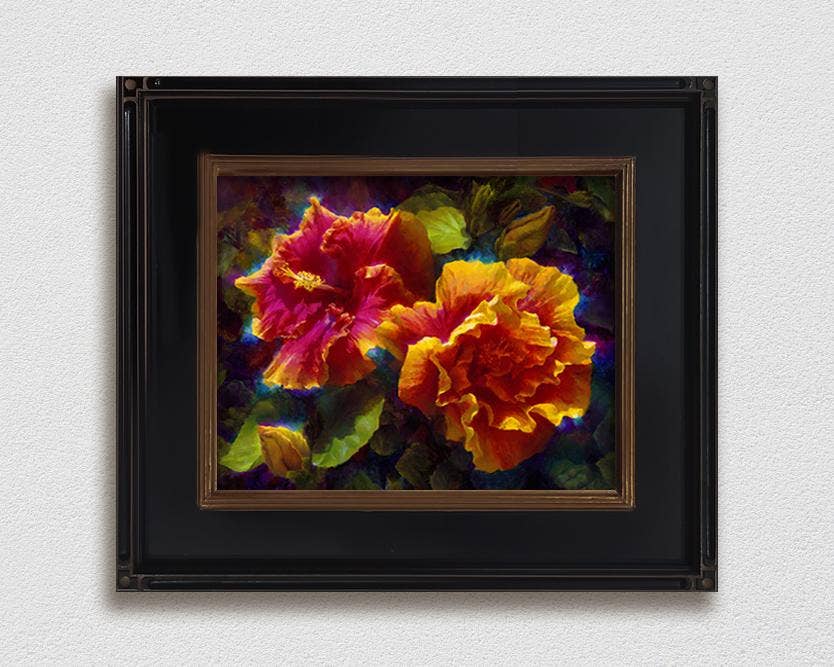 Whitworth Gallery - Wholesale Painting/Drawing - Sunlit Duet - Signed Artist Canvas - Hawaiian Hibiscus Painting10