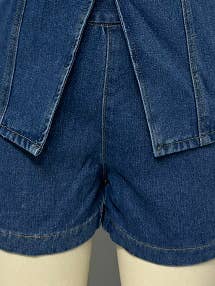 Rosa Clothing - Wholesale Top & Short Set (NOT Loungewear) - Women's - Smart & Intelligent denim buttoned tank top Split waistcoat8