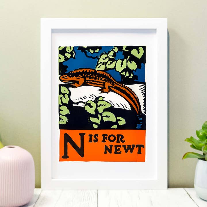 Inramade Vintage Alfabetet Bokstaven N Nursery Print för wholesale av Lelloliving