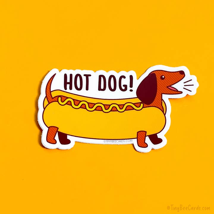 Tiny Bee Cards - Vendita all'ingrosso Adesivo - Adesivo in vinile con bassotto di hot dog.