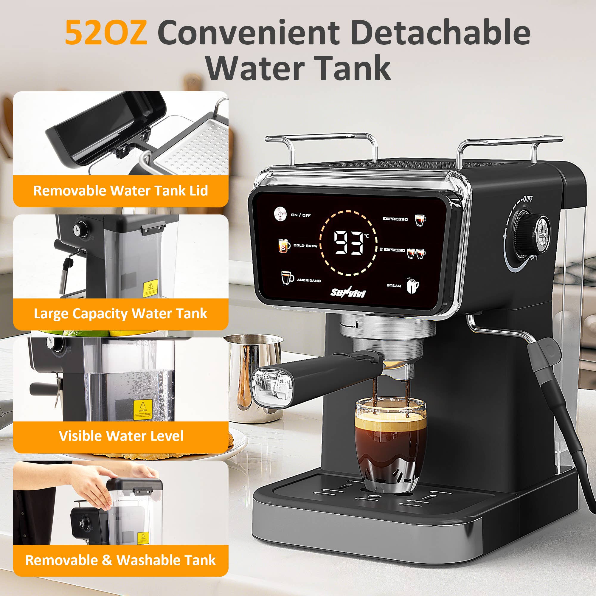 Heynemo - Wholesale Coffee Machine - 20 Bar Espresso Machine for Home and Office8