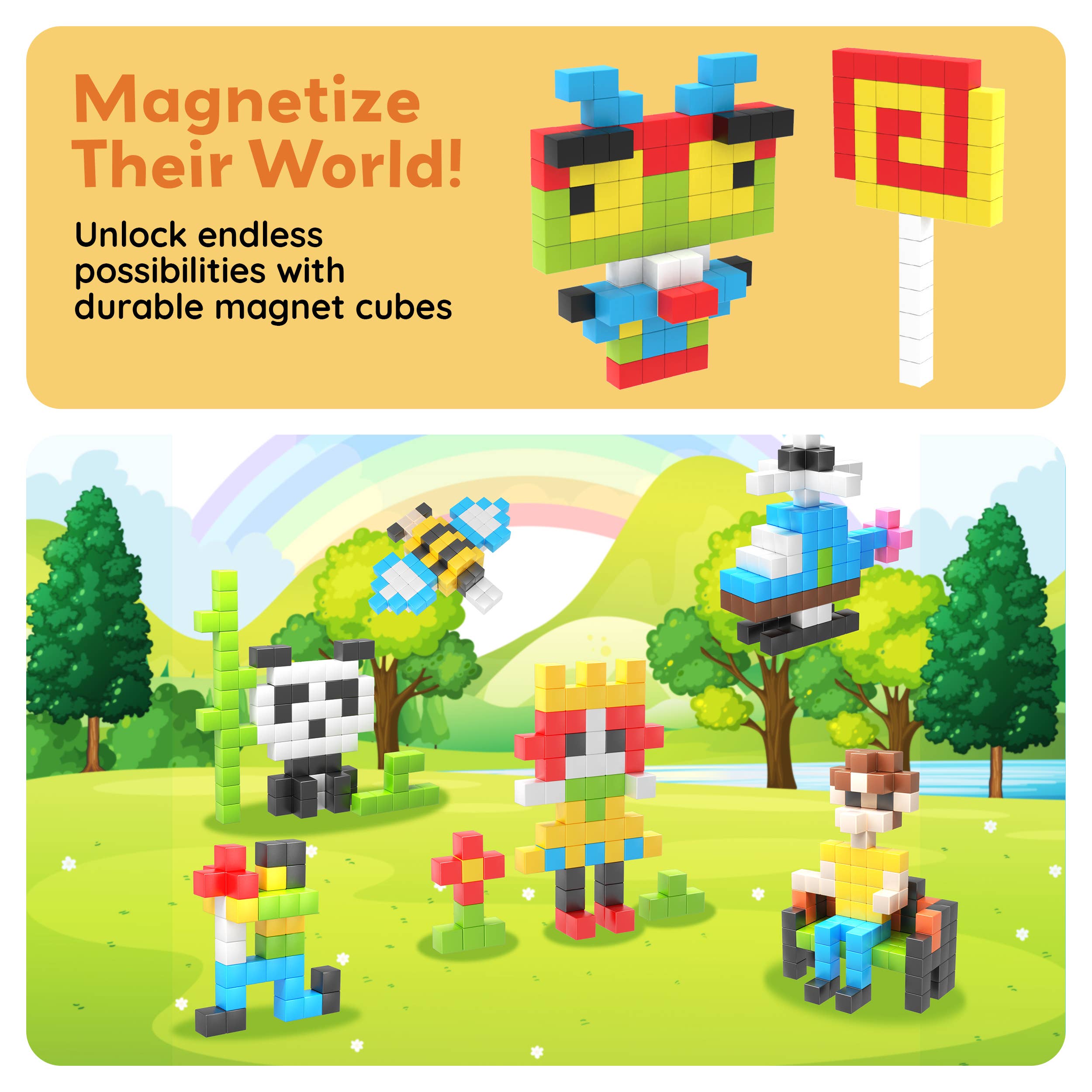 PicassoTiles – wholesale Building set – Child – PicassoTiles 100pc .5" Magnetic Cubes Set2