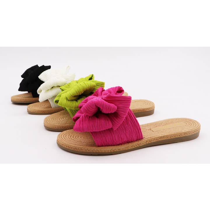 Mars Sky Shoes Wholesale - Wholesale Slides - Women's - Bamboo ATHENA-50 Women Braided Sole Bow Tie Flat Sandals