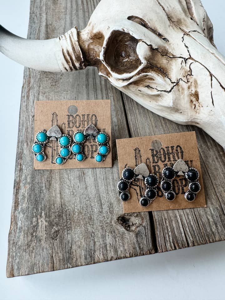 Western - Spade Clover - Squash Blossom Earrings for wholesale by Boho Ranch Shop