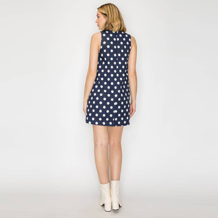 LoveWednesday – wholesale Dress – Women's – I LOVE POLKA DOTS Navy Mini Dress - LWD31902