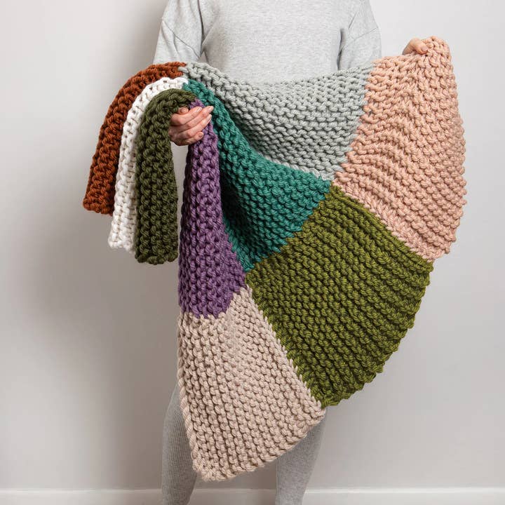 Wool Couture Company - Wholesale DIY craft kit - Chunky Check Blanket Beginner Knitting Kit1