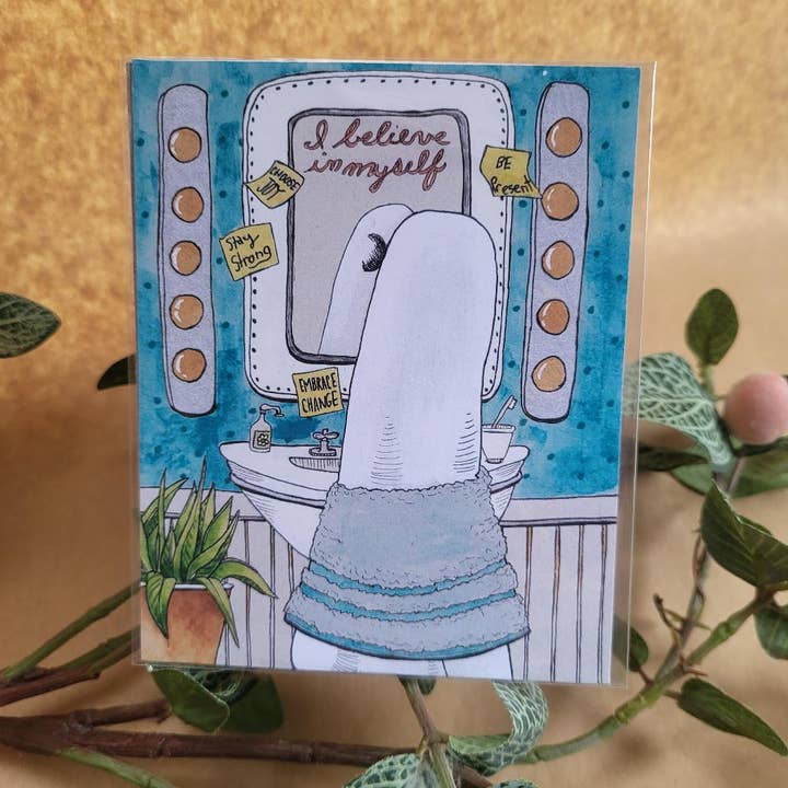 Mini Print--Swoopy Ghost I Believe In Myself for wholesale by LostInWonderArt