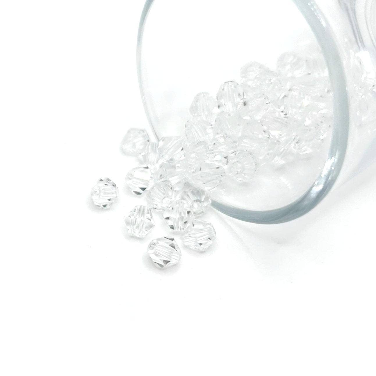 Guerrilla Charm - Wholesale Beads - 6x6mm Clear Diamond Bicone Beads, Imitation Crystal, Grade AA0