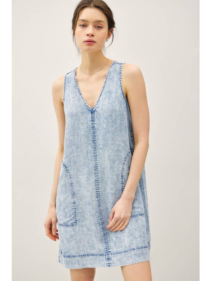 Be Cool - Wholesale Dress - Women's - DENIM LOOK TENCEL TANK DRESS