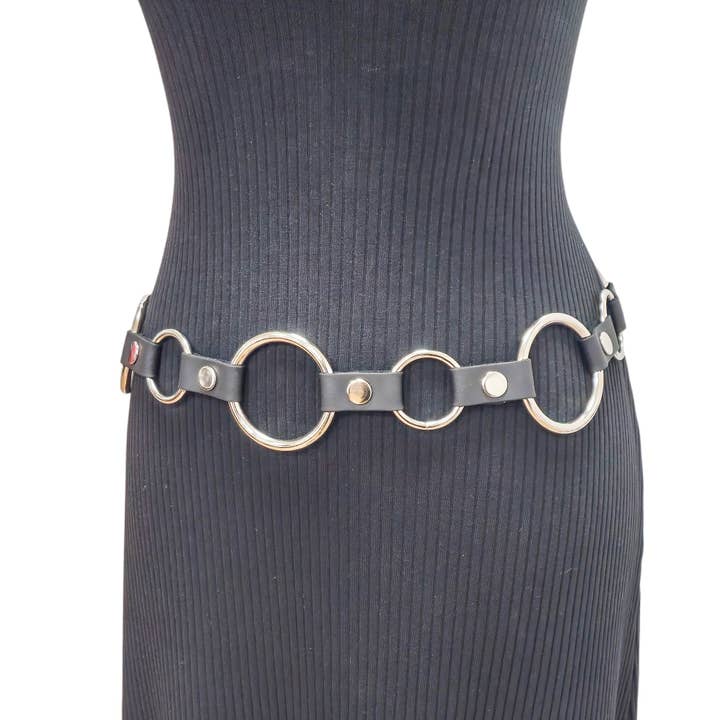 Funk Plus - Wholesale Belt - Unisex - BT113-125 1 1/4" & 2" RING LINK BELT GENUINE LEATHER