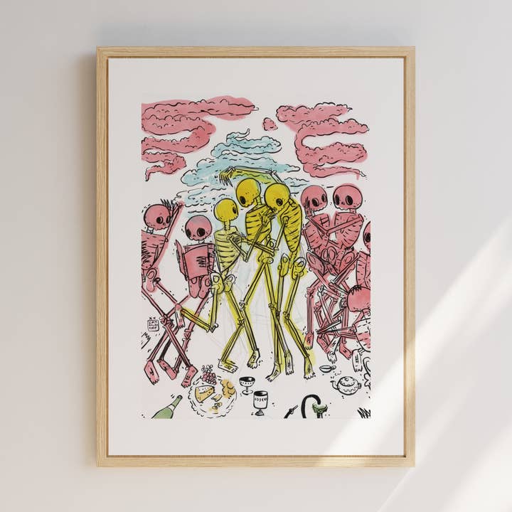 Impression de squelettes polyamoureux 5x7 pour la vente par Cat Rocketship