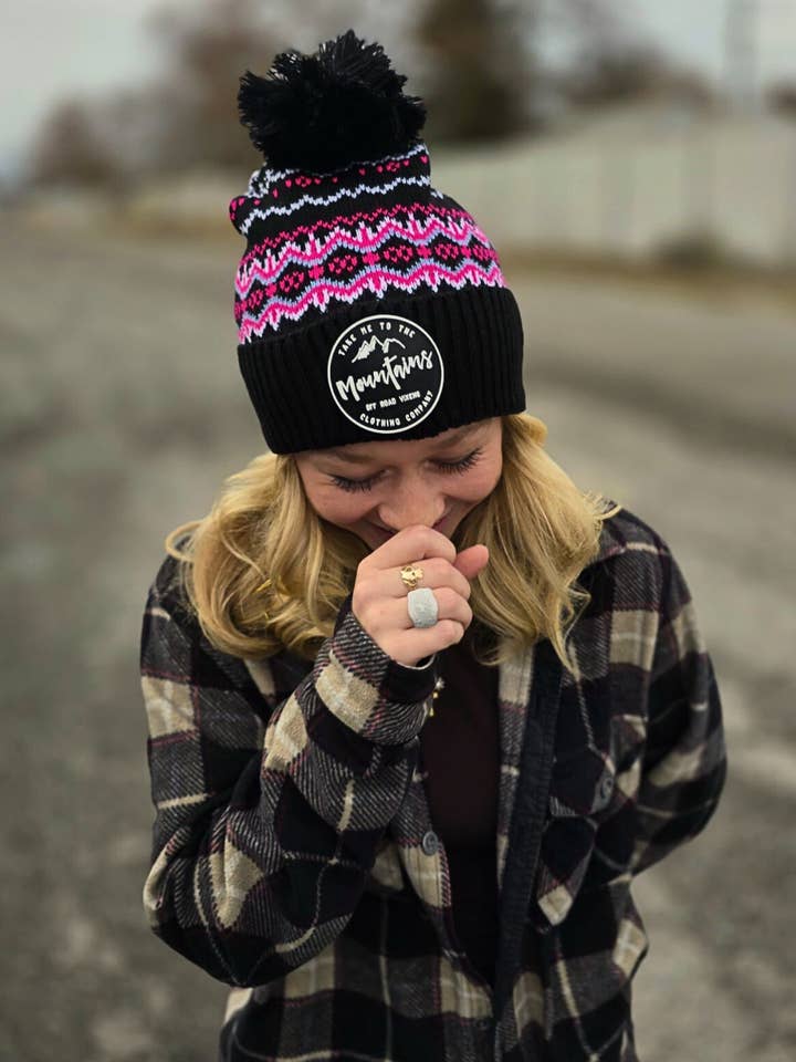 Take me to the Mountains Beanie - Black for wholesale by Off Road Vixens Clothing Co.