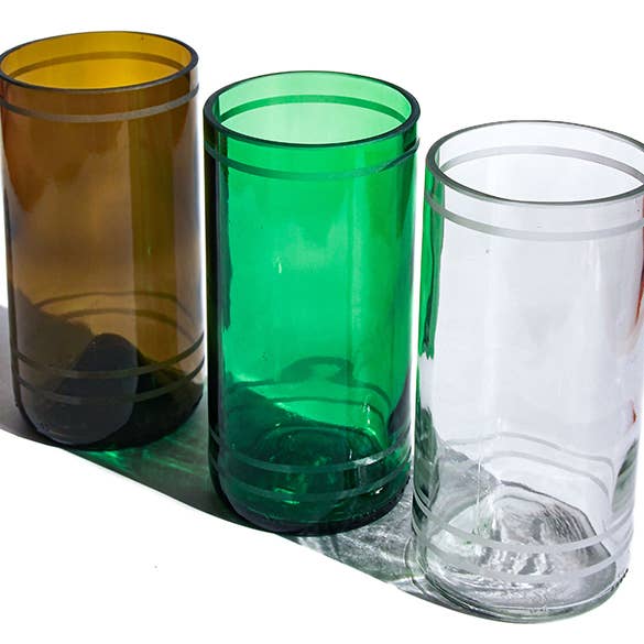 Ethical Global - Wholesale Drinking Glass/Cup - Estekana Eco Drinking Glasses Upcycled 2 Pack - 12/16 Oz.12