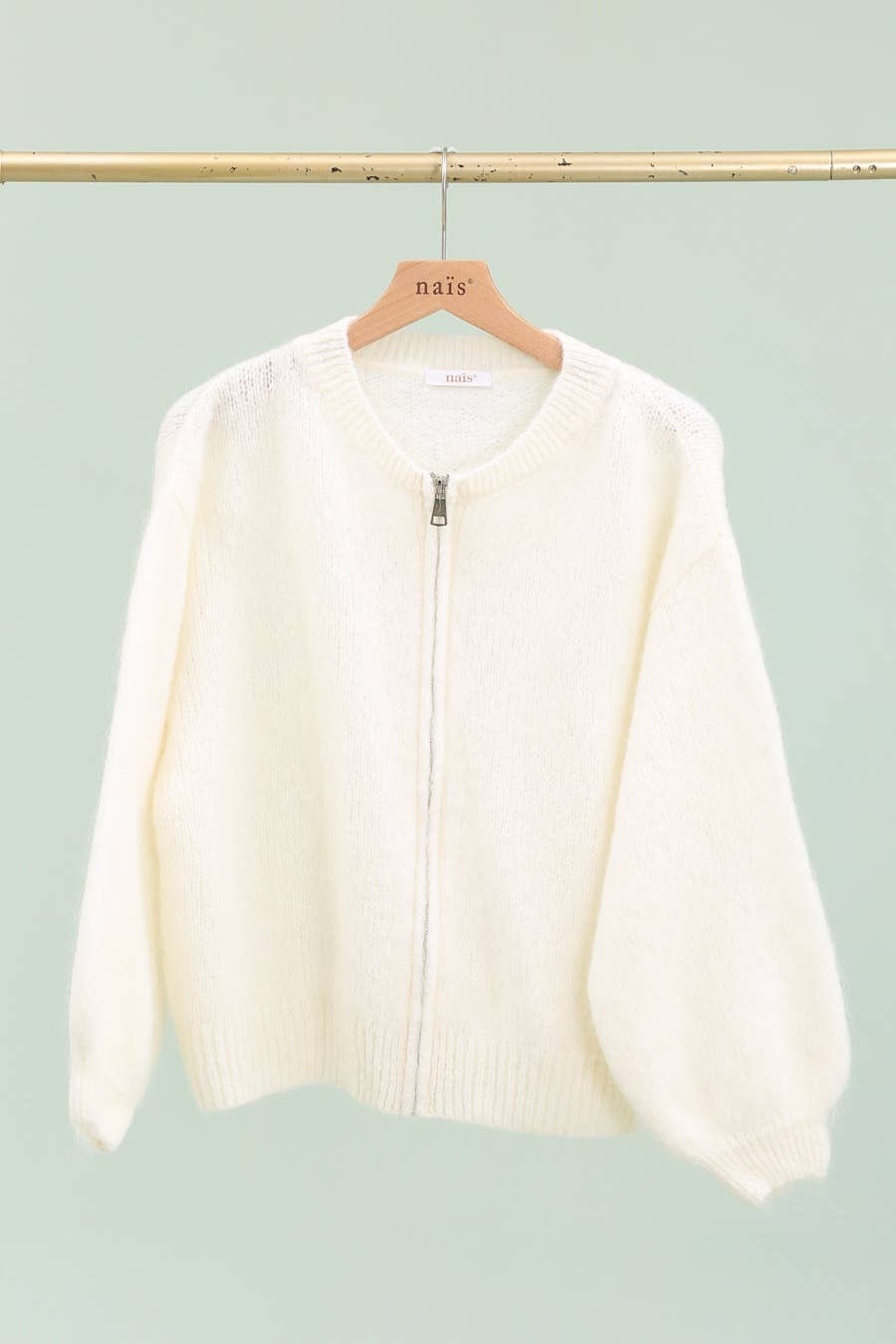 NAÏS PARIS - Vente Cardigan – femme - Cardigan col rond zippé en mohair et laine5