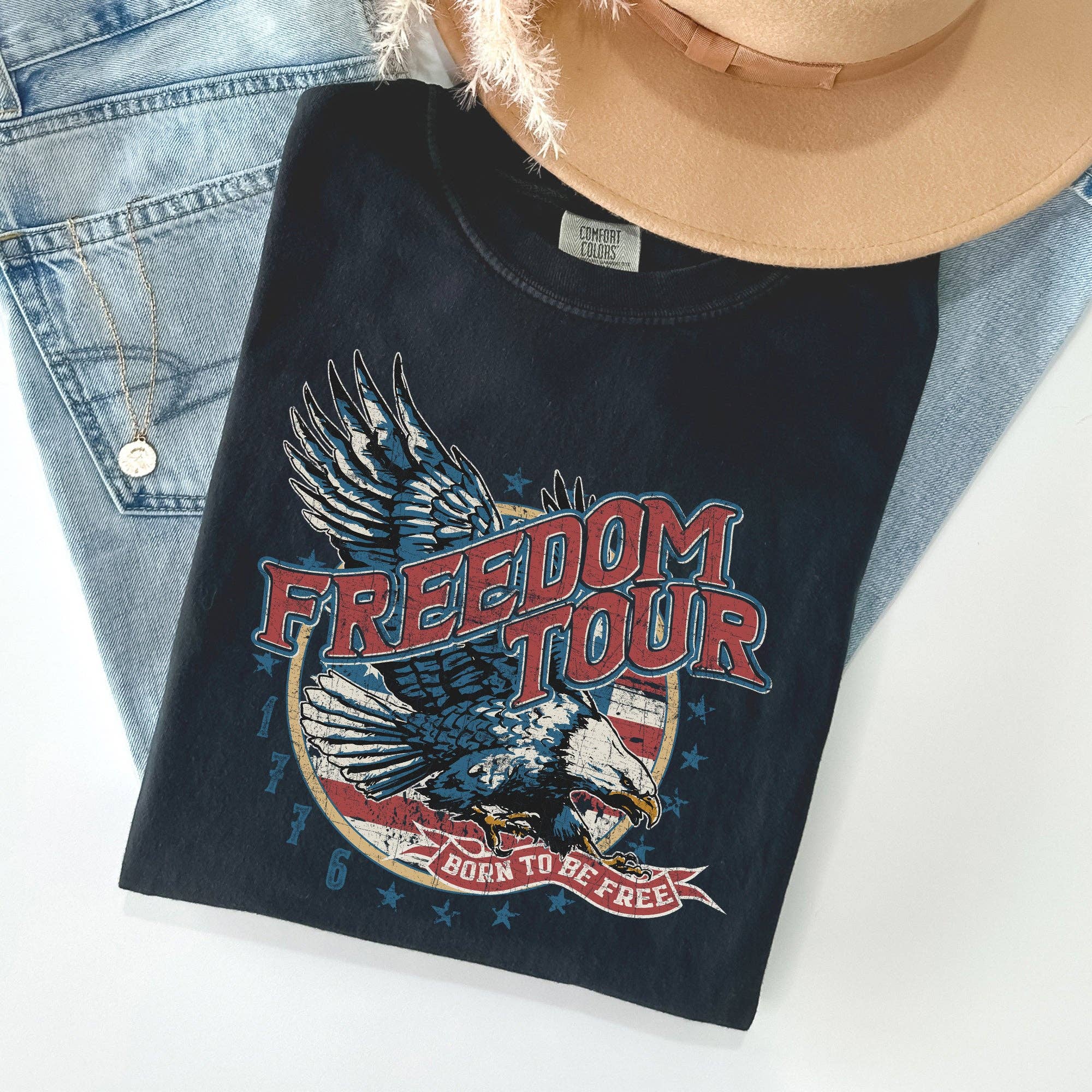 Refinery Number One LLC - Wholesale Screen Printed T-Shirt - Women's - Freedom Tour, America, 1776, Flag, Fighter Jets, Tshirt3