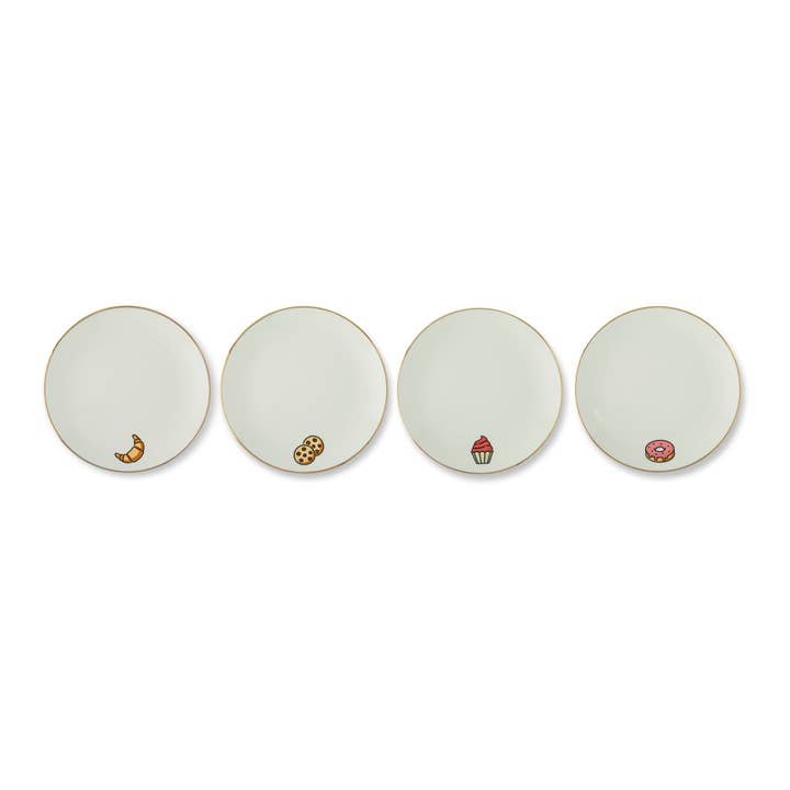 4pk 6" Gold Rim Plates - Desserts for wholesale by Core Home