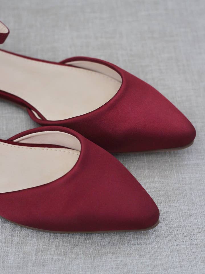 Kailee P. - Wholesale Flats - Women's - Satin Pointy Toe Flats with Ankle Strap10