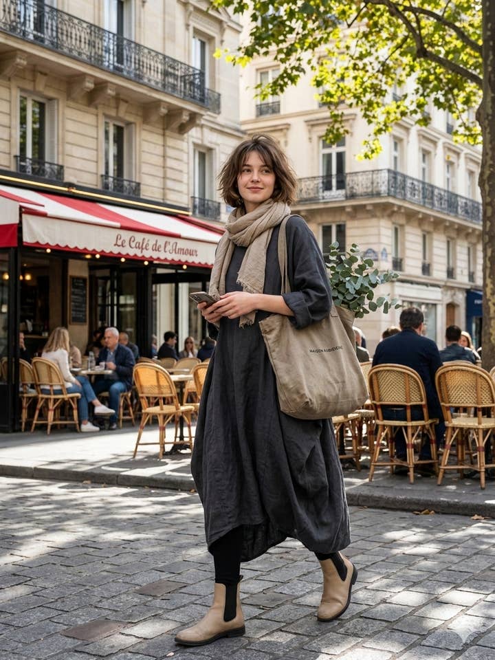 2142 F 100 % LINEN AVEC ECHARPE INTEGREE pour la vente par LINEN & COTTON HOUSE