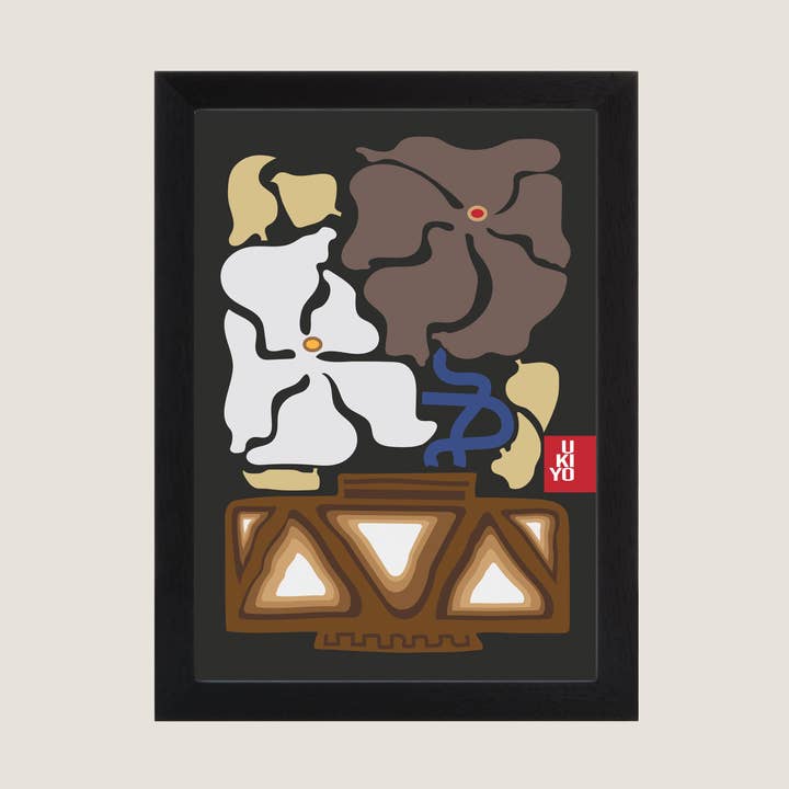 Ukiyo vaas met bloemenprint - brons voor wholesale door Frances Collett