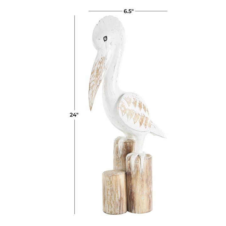 A-12041: WOOD PELICAN DECOR 7"W, 24"H for wholesale by Import Corner