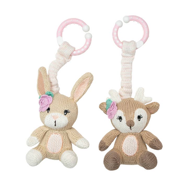 2pk Stroller Toys - Fawn & Bunny for wholesale by Living Textiles