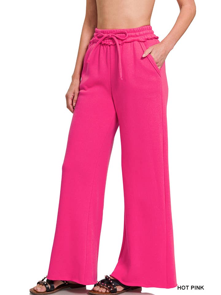 42POPS - Wholesale Pants - Women's - ,.._ SI-27033 Fleece Exposed Seam Wide Leg Sweatpants18