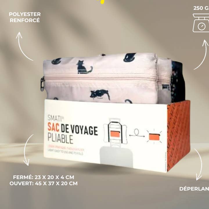 Box mit faltbaren Reisetaschen – 6 verschiedene Muster + POS für den Großhandel von SMATI