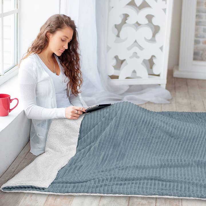 Pavilia - Wholesale Throw Blanket - Ribbed Sherpa Throw Blanket21