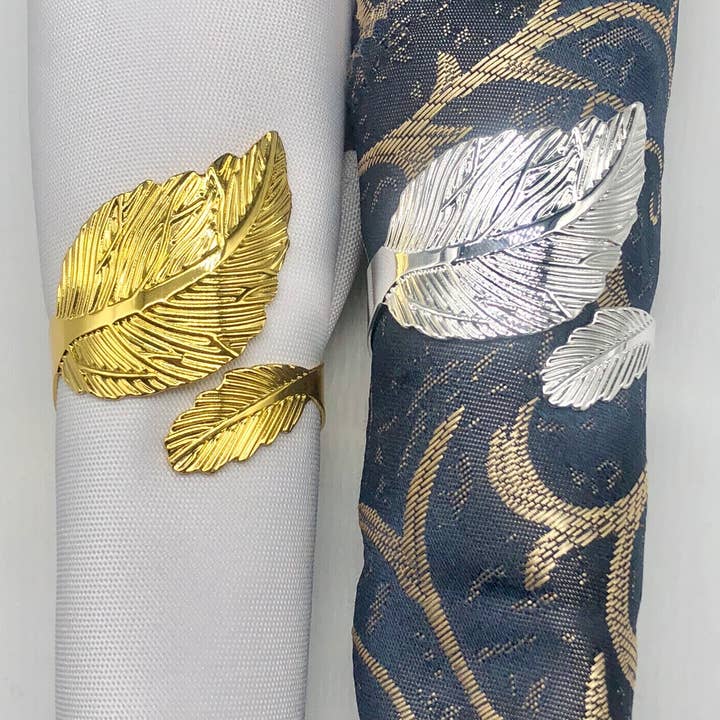 Sostraw & SmartThings - Wholesale Napkin ring - Napkin Ring - Big Leaf - Silver or Gold1