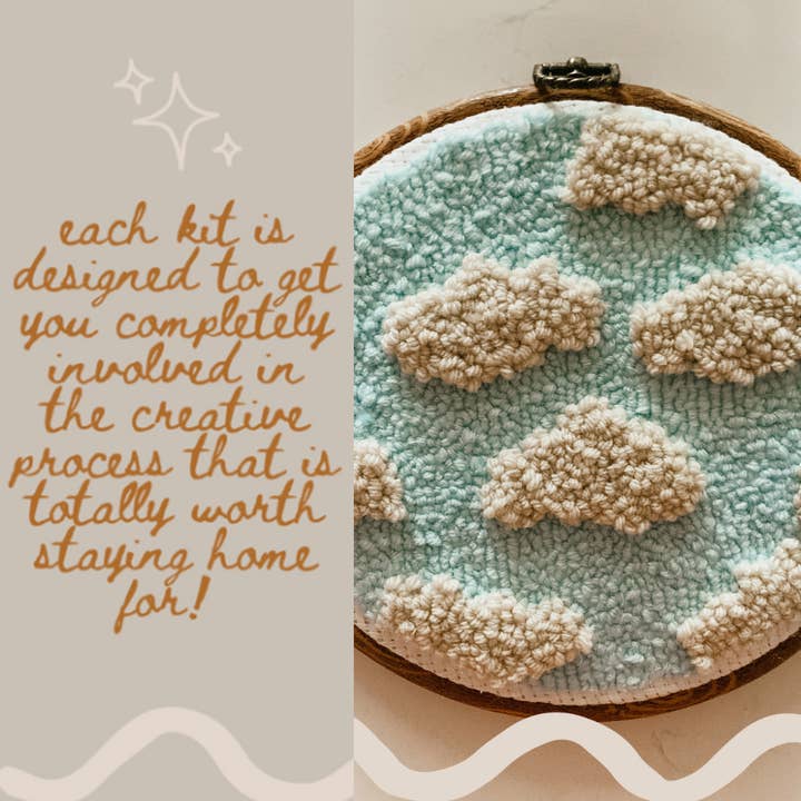 Homebody DIY - Wholesale Embroidery/Cross Stitch Supplies - Cloud Beginner DIY Punch Needle Kit 4