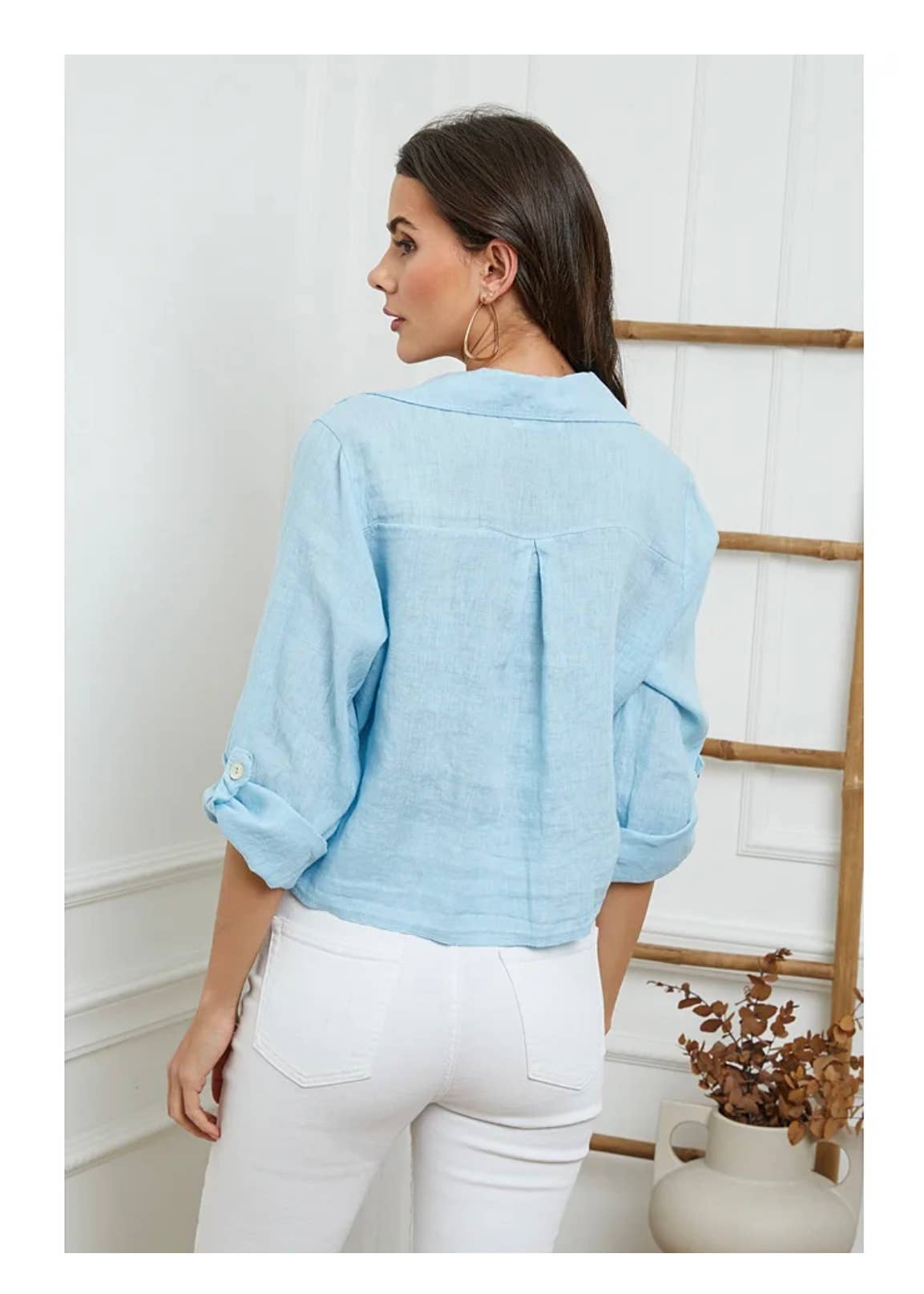 LÉA & LUC - Venta al por mayor Camisa con botones - Mujer - Camisas anudadas a la cintura en 100% lino REF. 220241