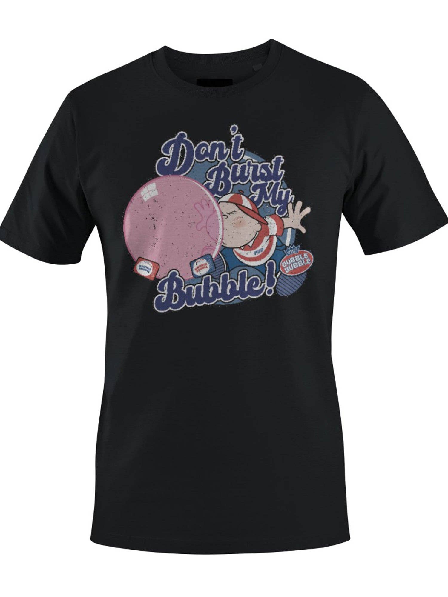 Snack Tees - Wholesale Screen Printed T-Shirt - Men's - Officially Licensed Dubble Bubble Don't Burst My Gum - Retro Design Men's T-shirt0