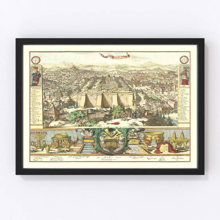 Vintage Map of Jerusalem, Israel 1687 for wholesale by Ted's Vintage Art