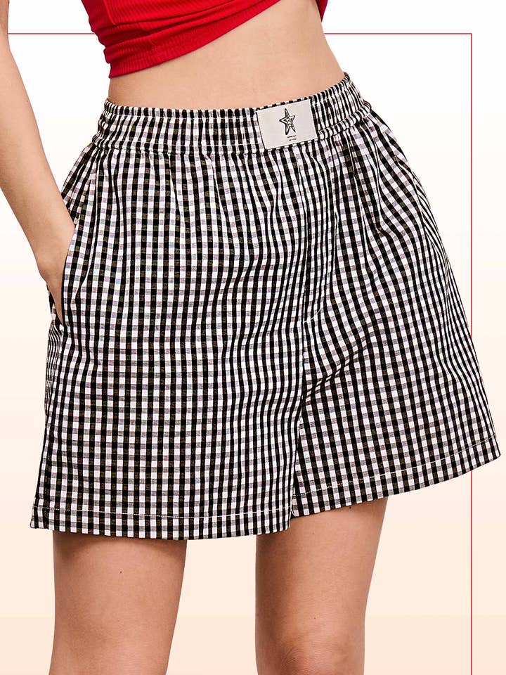 JDP4231-Y2k Banded Gingham Check Boxer Shorts for wholesale by La Miel