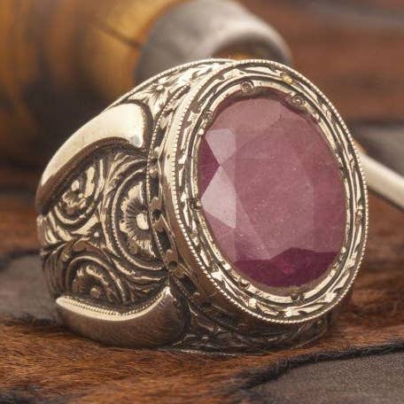 Ruby Ring for Men 925 Sterling Silver for wholesale by Ephesus Jewelry