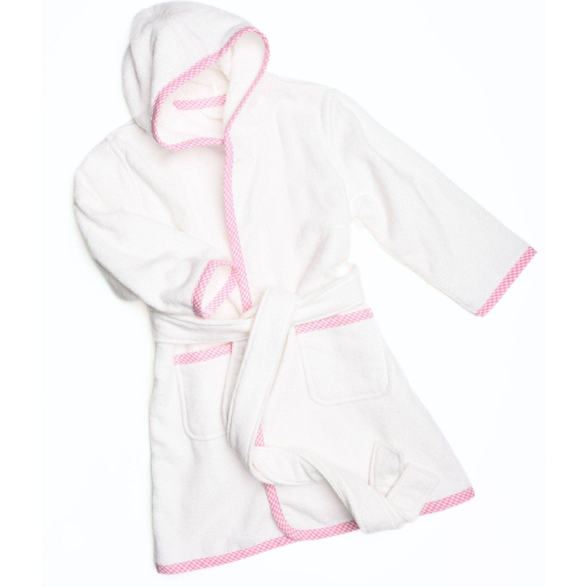 Magnolia Baby – Engroshandel Badekåbe - Børn – Essentials badekåbe med pink ginghamkant3