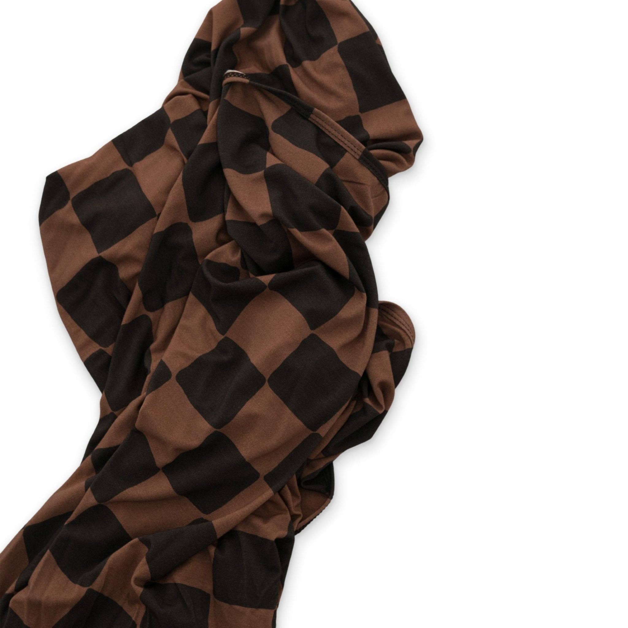 Ellie Sue - Wholesale Swaddle - Baby - Ink & Earth Checkerboard Stretch Swaddle Blanket3