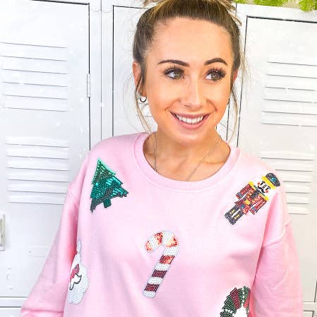 Festive Christmas Sparkle Sequin Graphic Sweatshirt and other Purchase Wholesale sequin christmas patches. Free Returns & Net 60 Terms on Faire trending on Faire.
