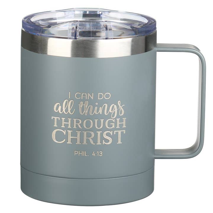 Christian Art Gifts - Wholesale Insulated Mug/Tumbler - Mug SS Camp Gray All Things Phil. 4:13