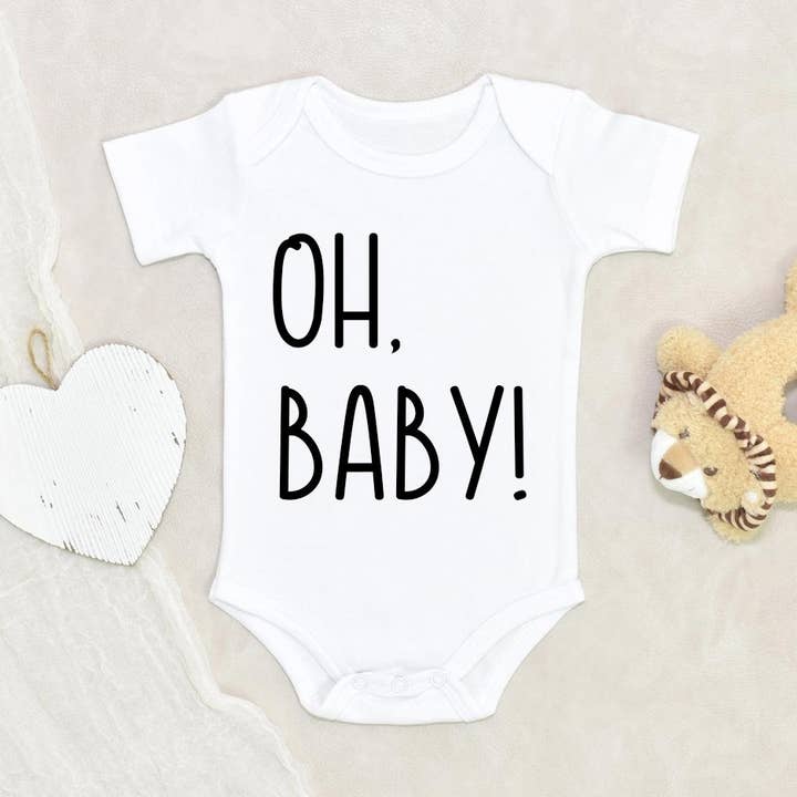 Oh Baby Onesie - Pregnancy Announcement Onesie - Pregnancy Reveal Prop Onesie for wholesale by NewBabyWishes