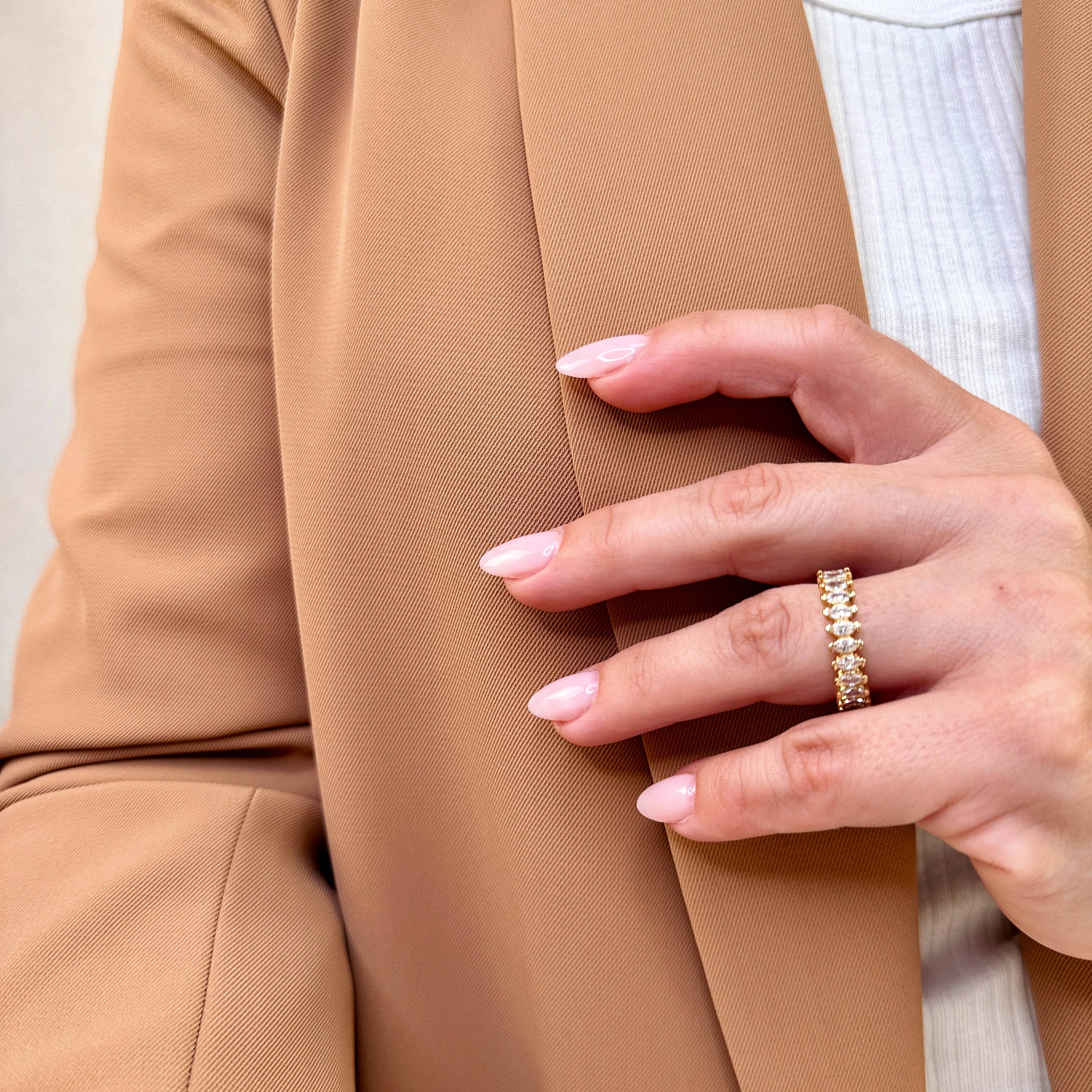 GoldFi - Vente Bague avec plusieurs pierres - Bague alliance éternelle marquise en or 18 carats sur plaqué or7