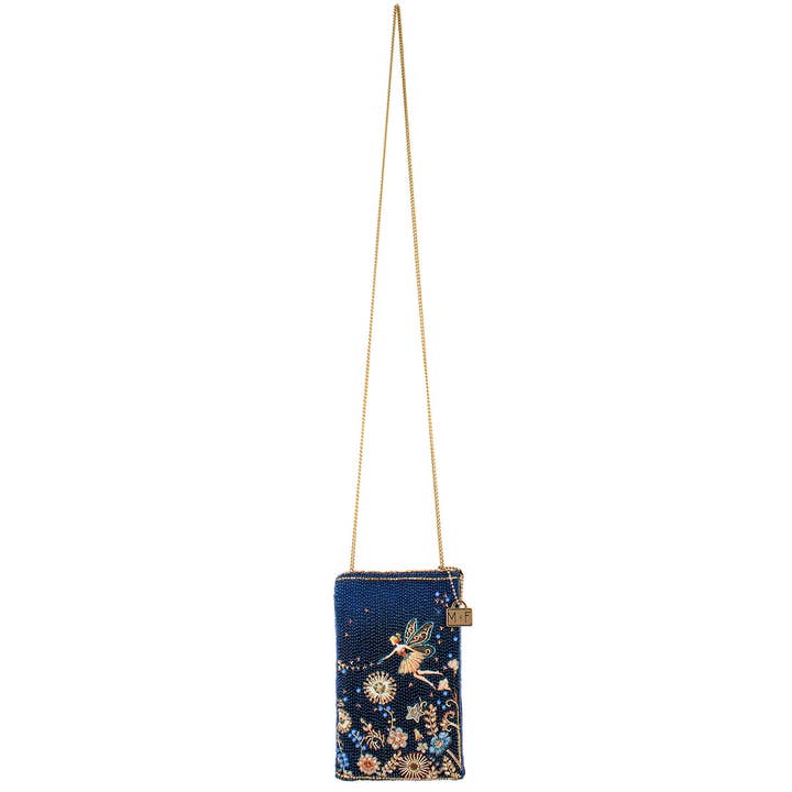 Mary Frances Accessories - Wholesale Crossbody Bag - Women's - Fairy Dust and Floral Blue Beaded Crossbody Phone Bag5