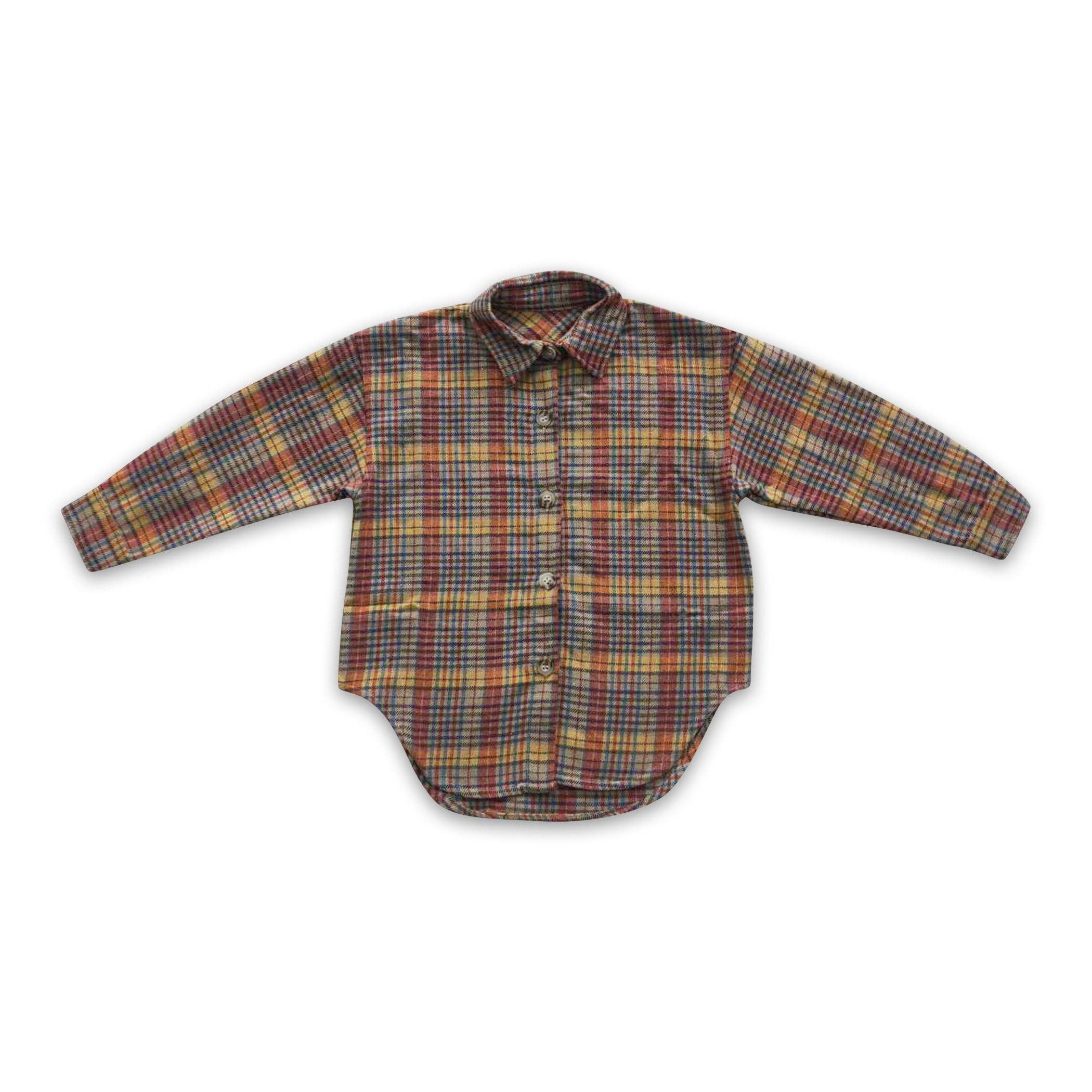 Yawoo Garments - Vente Chemise à col boutonné – enfant - Flanelle boutonnée à carreaux à manches longues pour enfants et garçons1