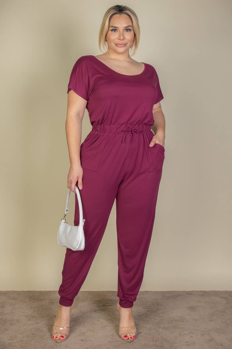 CAPELLA APPAREL - Wholesale Jumpsuit - Women's - Plus Size Solid Drawstring Jumpsuit10