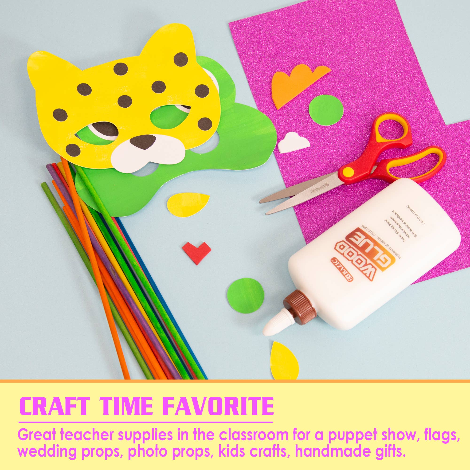 BAZIC Products - Wholesale Craft Supplies - Wooden Dowel Round Multi-Colored 3/16" x 12" (15/Bag)1