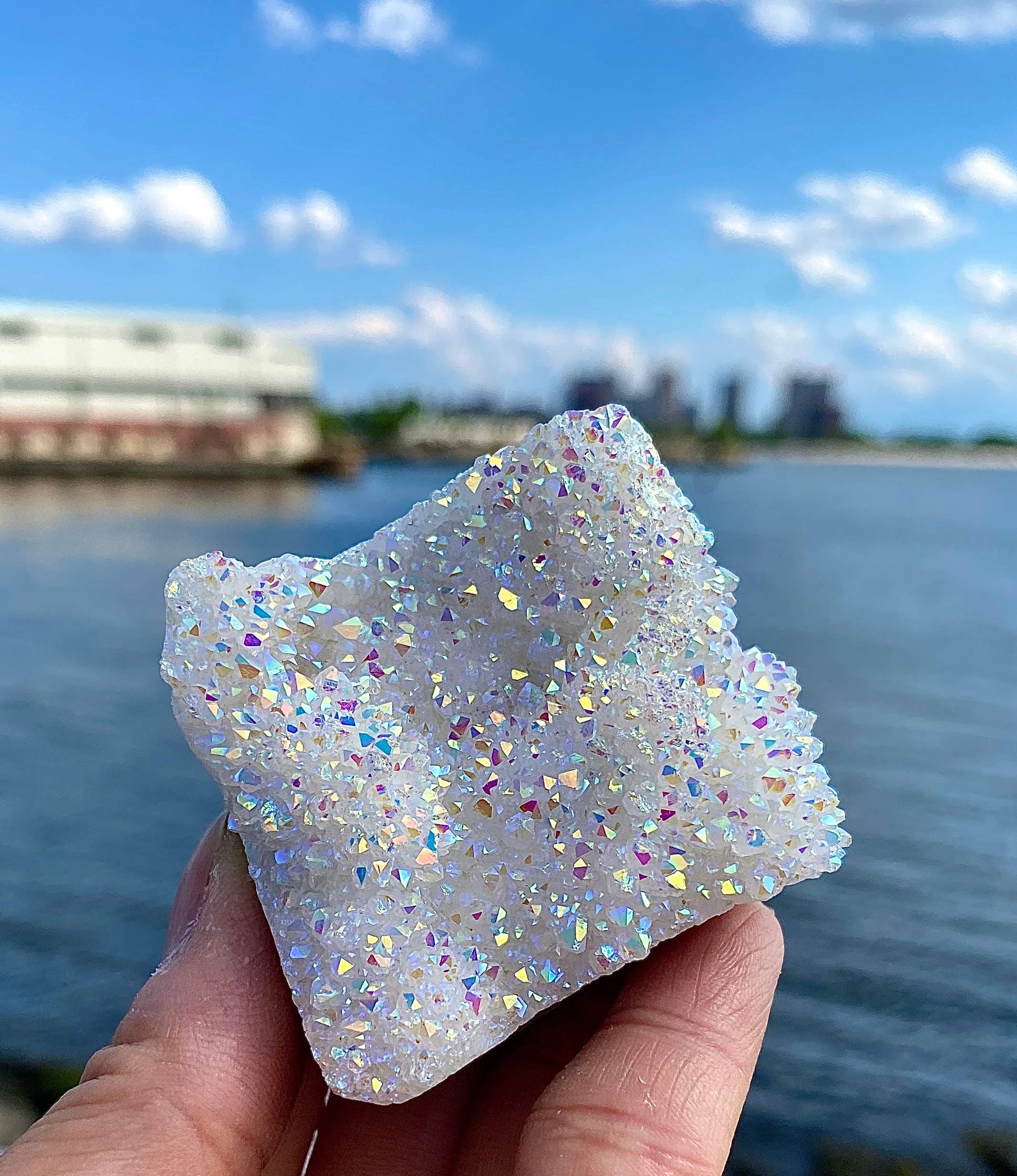 KayleeNYC - Vendita all'ingrosso Pietra/cristallo spirituale - Lotto all'ingrosso 2 libbre di cristallo grezzo a grappolo di quarzo aura angelica8