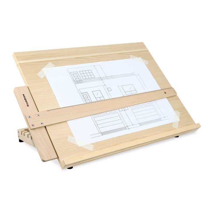 Liquidraw A2 Kunstner Tegnebræt 6 Vinkler Justerbar Massivt Træ Kunst Skitsebræt med 60cm T-Lineal Træskrivebord Bærbar Bordstaffeli til Tegning 25,5" x 18,5" for engroshandel hos Liquidraw