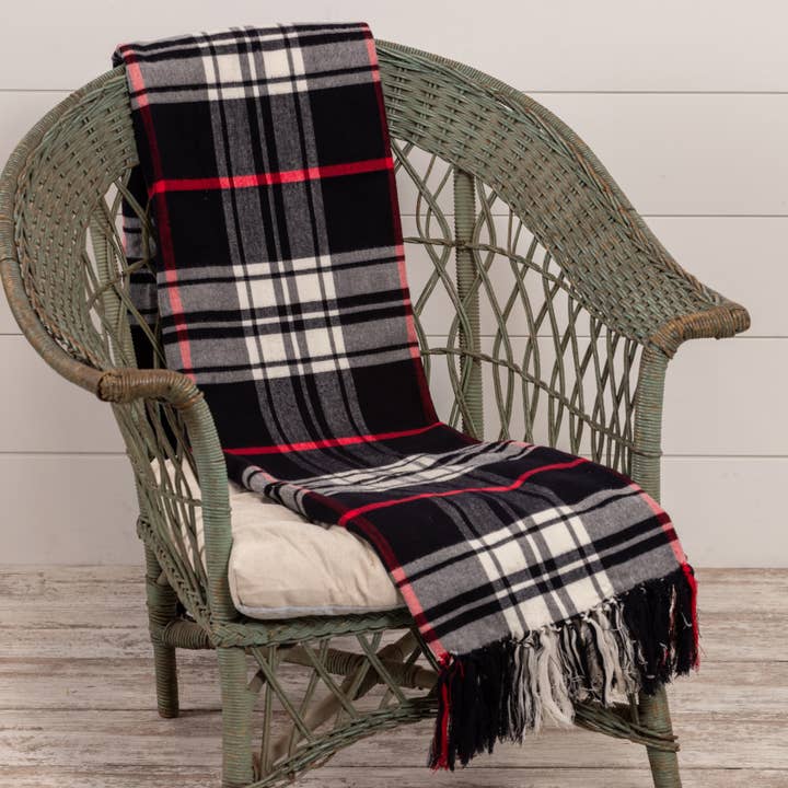 Ragon House - Wholesale Throw Blanket - BLACK TARTAN THROW BLANKET