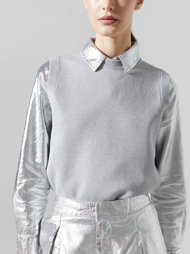 Glitter Knitted Top - Silver for wholesale by Lanhtropy