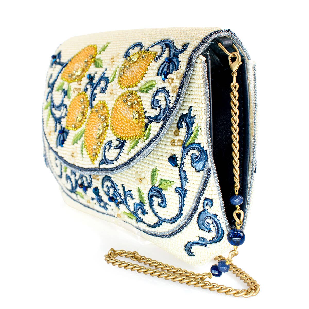 Mary Frances Accessories – wholesale Crossbody bag – Women's – Capri Lemons Yellow and Blue Beaded Crossbody Handbag2